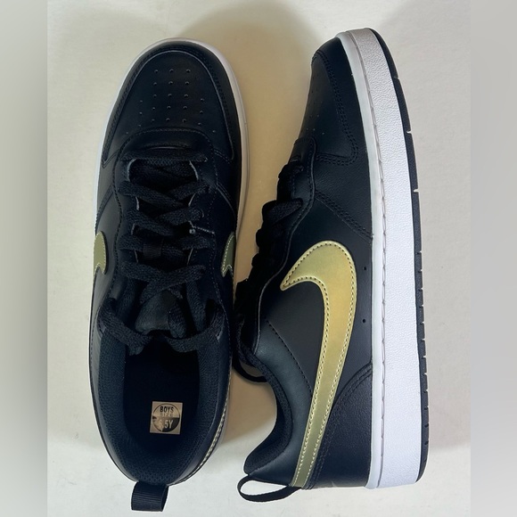 🆕Nike Court Borough Low 2 in Black Gold Size:6.5Y - Brand New No Box - Picture 3 of 13